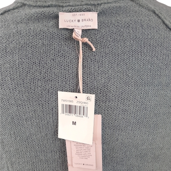 NWT Lucky Brand Oversized Fringe Green Wool Blend Sweater Size Medium Women's - Picture 7 of 8